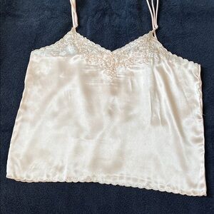 Elegant Silk light Pink Lace Trim Camisole